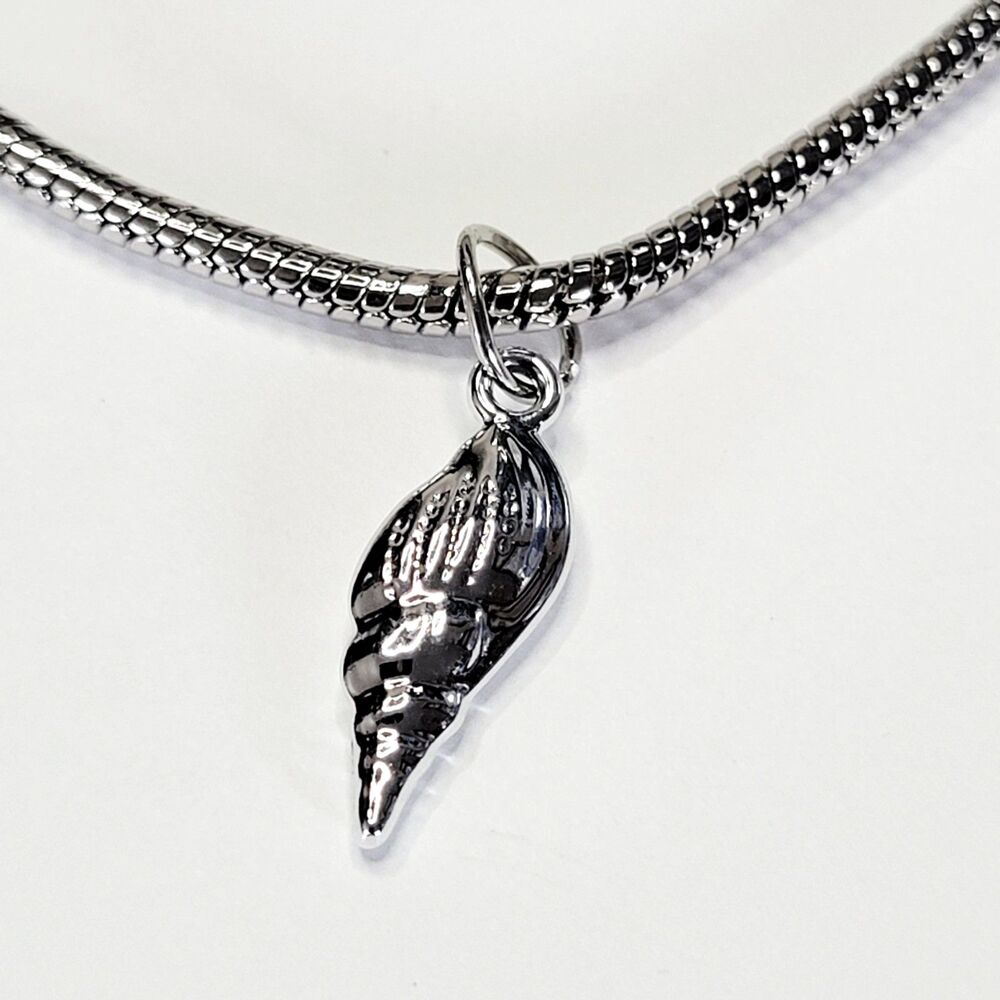 NWT For Pandora Charm Bracelets Bright Silver Conch Shell Dangle Charm Pendant